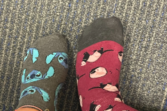 two feet in character print socks